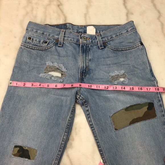 Vintage Levi’s 514 Reworked With Camo Patches Size 5 30x31.5 Made in USA - Picture 11 of 15